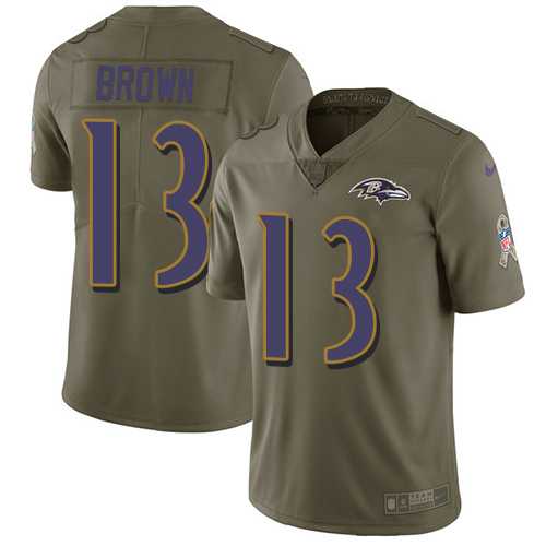 Youth Nike Baltimore Ravens #13 John Brown Olive Stitched NFL Limited 2017 Salute to Service Jersey