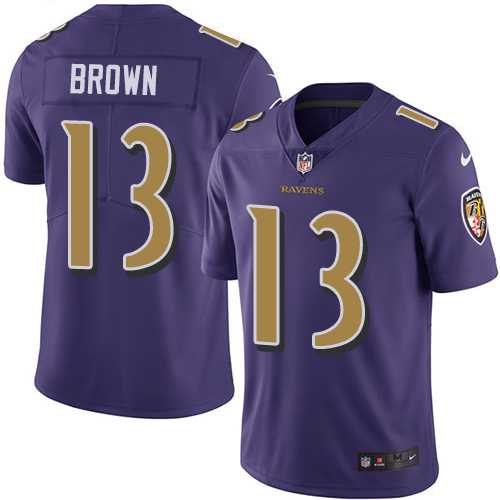 Youth Nike Baltimore Ravens #13 John Brown Purple Stitched NFL Limited Rush Jersey