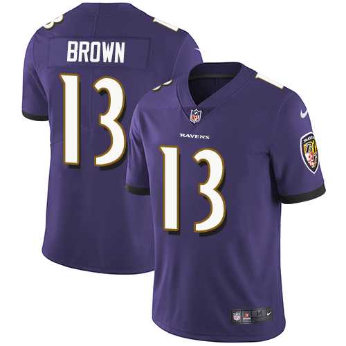 Youth Nike Baltimore Ravens #13 John Brown Purple Team Color Stitched NFL Vapor Untouchable Limited Jersey