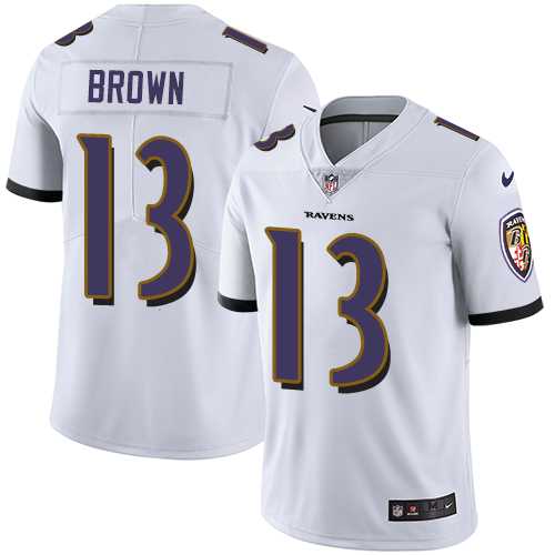 Youth Nike Baltimore Ravens #13 John Brown White Stitched NFL Vapor Untouchable Limited Jersey