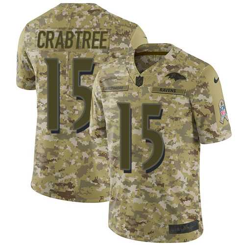 Youth Nike Baltimore Ravens #15 Michael Crabtree Camo Stitched NFL Limited 2018 Salute to Service Jersey