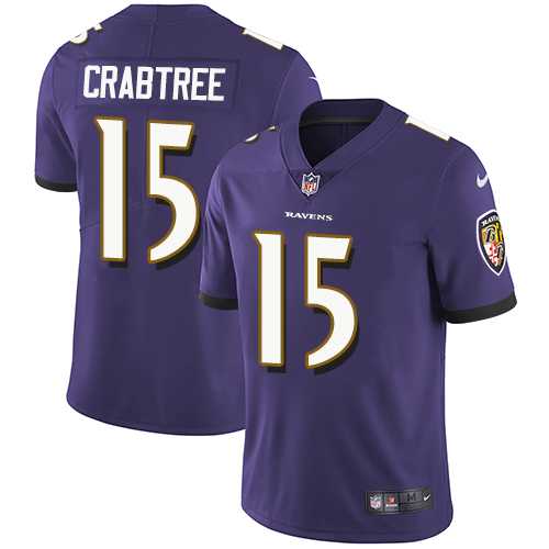 Youth Nike Baltimore Ravens #15 Michael Crabtree Purple Team Color Stitched NFL Vapor Untouchable Limited Jersey