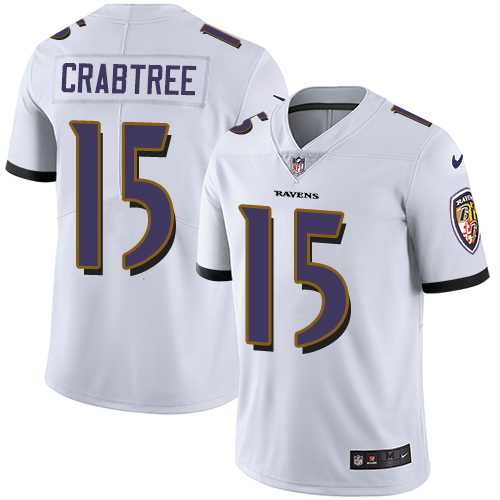 Youth Nike Baltimore Ravens #15 Michael Crabtree White Stitched NFL Vapor Untouchable Limited Jersey