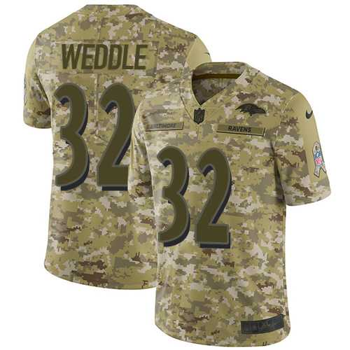Youth Nike Baltimore Ravens #32 Eric Weddle Camo Stitched NFL Limited 2018 Salute to Service Jersey