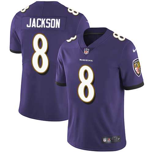 Youth Nike Baltimore Ravens #8 Lamar Jackson Purple Team Color Stitched NFL Vapor Untouchable Limited Jersey
