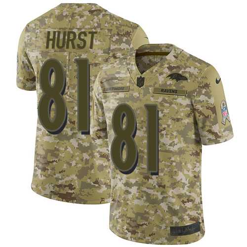 Youth Nike Baltimore Ravens #81 Hayden Hurst Camo Stitched NFL Limited 2018 Salute to Service Jersey