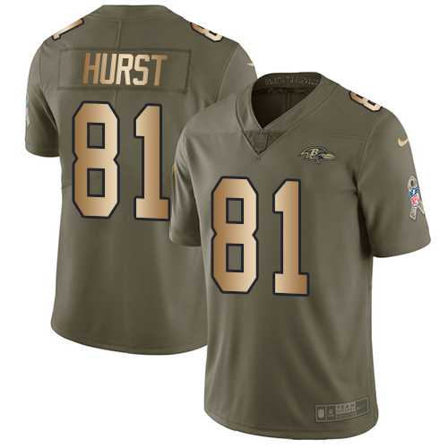 Youth Nike Baltimore Ravens #81 Hayden Hurst Olive Gold Stitched NFL Limited 2017 Salute to Service Jersey