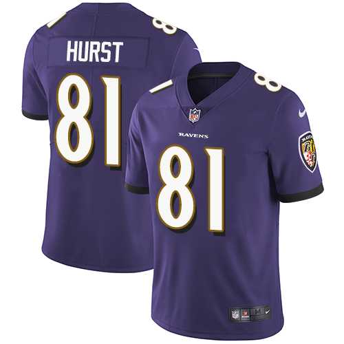 Youth Nike Baltimore Ravens #81 Hayden Hurst Purple Team Color Stitched NFL Vapor Untouchable Limited Jersey