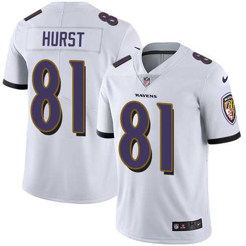 Youth Nike Baltimore Ravens #81 Hayden Hurst White Stitched NFL Vapor Untouchable Limited Jersey