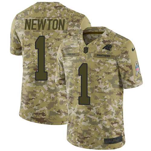 Youth Nike Carolina Panthers #1 Cam Newton Camo Stitched NFL Limited 2018 Salute to Service Jersey