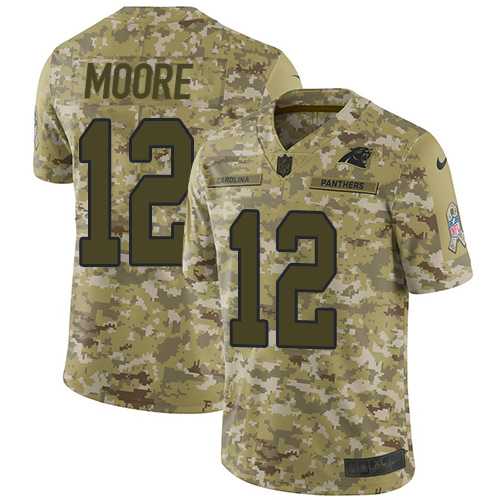 Youth Nike Carolina Panthers #12 DJ Moore Camo Stitched NFL Limited 2018 Salute to Service Jersey