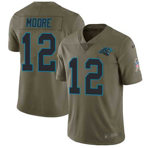Youth Nike Carolina Panthers #12 DJ Moore Olive Stitched NFL Limited 2017 Salute to Service Jersey