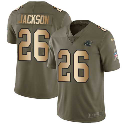 Youth Nike Carolina Panthers #26 Donte Jackson Olive Gold Stitched NFL Limited 2017 Salute to Service Jersey