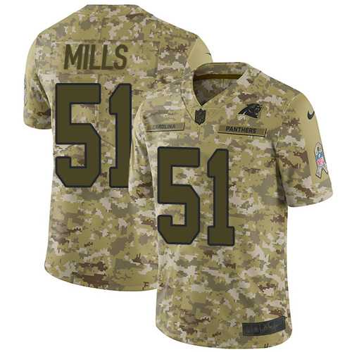 Youth Nike Carolina Panthers #51 Sam Mills Camo Stitched NFL Limited 2018 Salute to Service Jersey