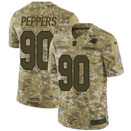 Youth Nike Carolina Panthers #90 Julius Peppers Camo Stitched NFL Limited 2018 Salute to Service Jersey