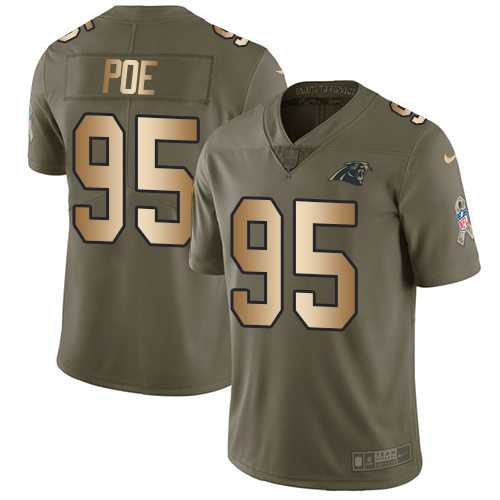 Youth Nike Carolina Panthers #95 Dontari Poe Olive Gold Stitched NFL Limited 2017 Salute to Service Jersey