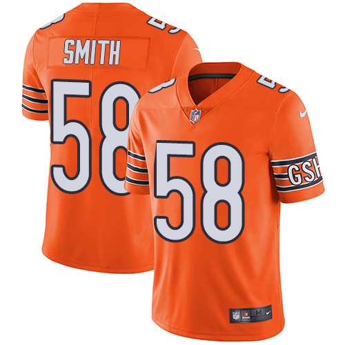 Youth Nike Chicago Bears #58 Roquan Smith Orange Stitched NFL Limited Rush Jersey