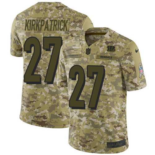 Youth Nike Cincinnati Bengals #27 Dre Kirkpatrick Camo Stitched NFL Limited 2018 Salute to Service Jersey