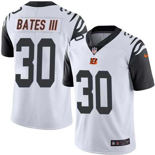 Youth Nike Cincinnati Bengals #30 Jessie Bates III White Stitched NFL Limited Rush Jersey