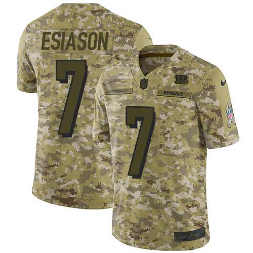Youth Nike Cincinnati Bengals #7 Boomer Esiason Camo Stitched NFL Limited 2018 Salute to Service Jersey