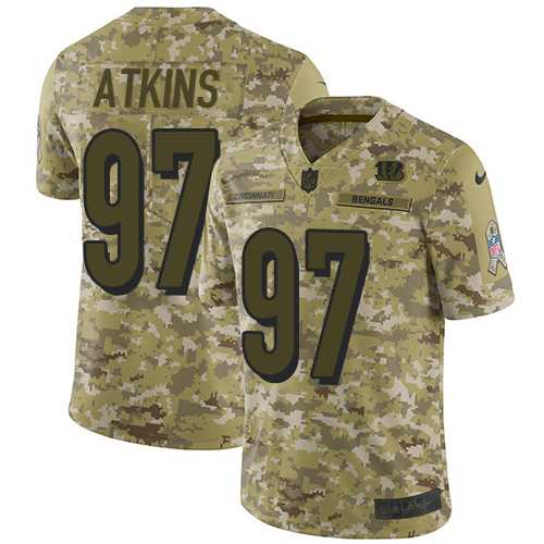 Youth Nike Cincinnati Bengals #97 Geno Atkins Camo Stitched NFL Limited 2018 Salute to Service Jersey