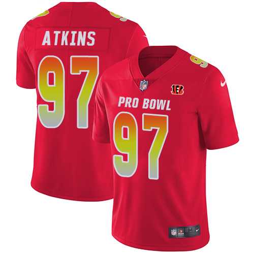 Youth Nike Cincinnati Bengals #97 Geno Atkins Red Stitched NFL Limited AFC 2018 Pro Bowl Jersey