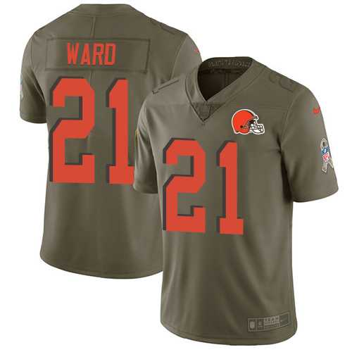 Youth Nike Cleveland Browns #21 Denzel Ward Olive Stitched NFL Limited 2017 Salute to Service Jersey