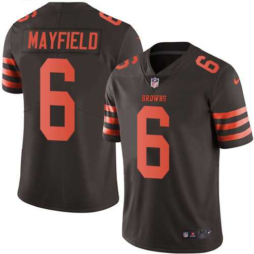 Youth Nike Cleveland Browns #6 Baker Mayfield Brown Stitched NFL Limited Rush Jersey