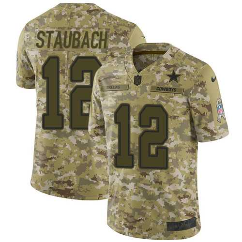 Youth Nike Dallas Cowboys #12 Roger Staubach Camo Stitched NFL Limited 2018 Salute to Service Jersey