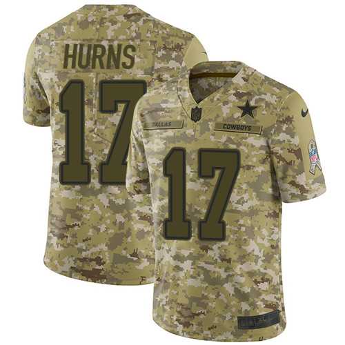 Youth Nike Dallas Cowboys #17 Allen Hurns Camo Stitched NFL Limited 2018 Salute to Service Jersey