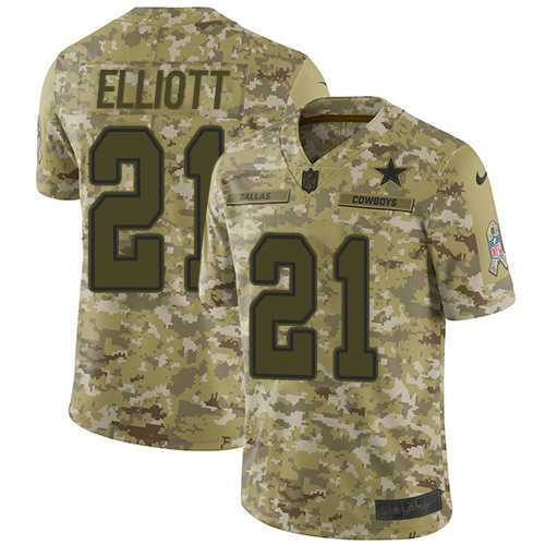 Youth Nike Dallas Cowboys #21 Ezekiel Elliott Camo Stitched NFL Limited 2018 Salute to Service Jersey