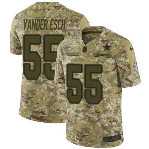 Youth Nike Dallas Cowboys #55 Leighton Vander Esch Camo Stitched NFL Limited 2018 Salute to Service Jersey