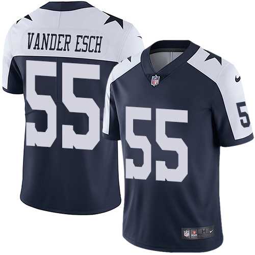 Youth Nike Dallas Cowboys #55 Leighton Vander Esch Navy Blue Thanksgiving Stitched NFL Vapor Untouchable Limited Throwback Jersey