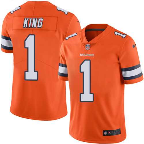 Youth Nike Denver Broncos #1 Marquette King Orange Stitched NFL Limited Rush Jersey