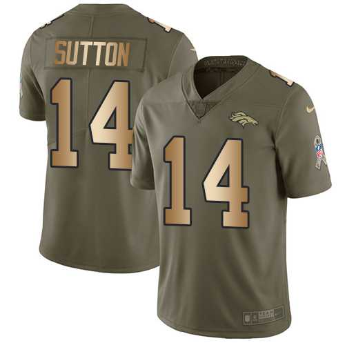 Youth Nike Denver Broncos #14 Courtland Sutton Olive Gold Stitched NFL Limited 2017 Salute to Service Jersey