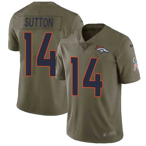 Youth Nike Denver Broncos #14 Courtland Sutton Olive Stitched NFL Limited 2017 Salute to Service Jersey