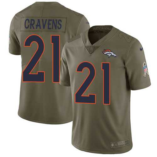 Youth Nike Denver Broncos #21 Su'a Cravens Olive Stitched NFL Limited 2017 Salute to Service Jersey