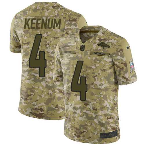 Youth Nike Denver Broncos #4 Case Keenum Camo Stitched NFL Limited 2018 Salute to Service Jersey