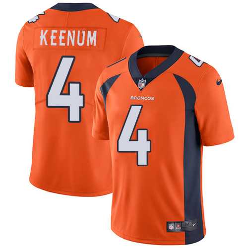 Youth Nike Denver Broncos #4 Case Keenum Orange Team Color Stitched NFL Vapor Untouchable Limited Jersey