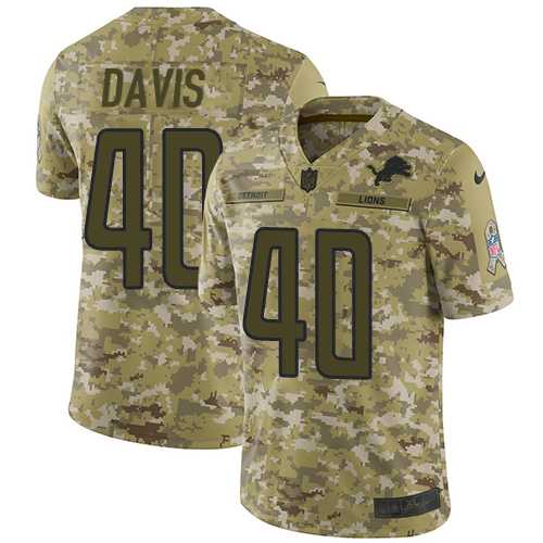 Youth Nike Detroit Lions #40 Jarrad Davis Camo Stitched NFL Limited 2018 Salute to Service Jersey