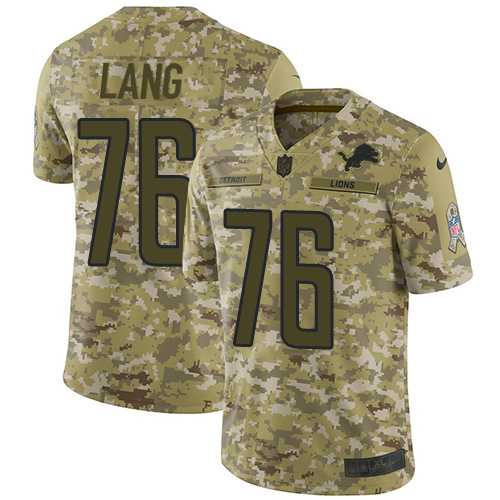 Youth Nike Detroit Lions #76 T.J. Lang Camo Stitched NFL Limited 2018 Salute to Service Jersey