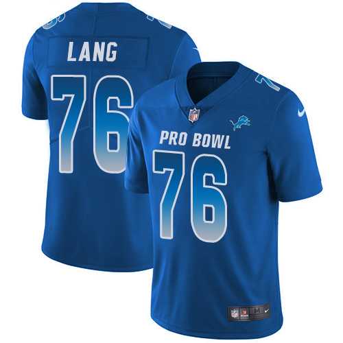 Youth Nike Detroit Lions #76 T.J. Lang Royal Stitched NFL Limited NFC 2018 Pro Bowl Jersey