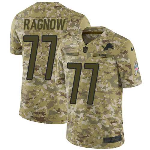 Youth Nike Detroit Lions #77 Frank Ragnow Camo Stitched NFL Limited 2018 Salute to Service Jersey