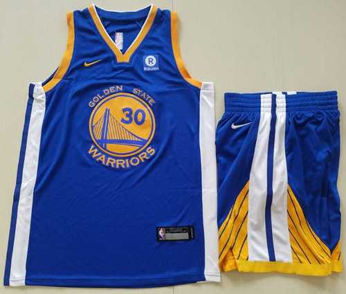 Youth Nike Golden State Warriors #30 Stephen Curry Blue A Set NBA Swingman Icon Edition Jersey