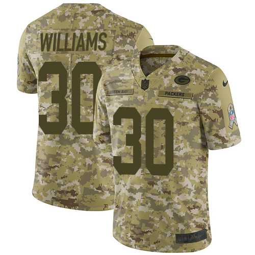 Youth Nike Green Bay Packers #30 Jamaal Williams Camo Stitched NFL Limited 2018 Salute to Service Jersey