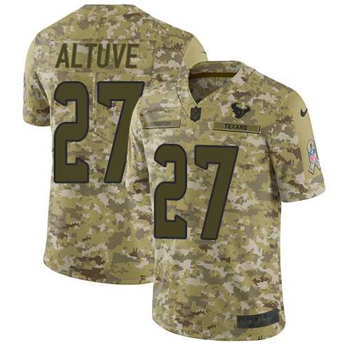 Youth Nike Houston Texans #27 Jose Altuve Camo Stitched NFL Limited 2018 Salute to Service Jersey