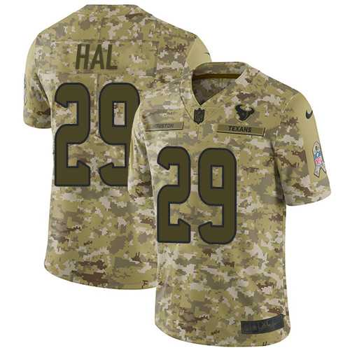 Youth Nike Houston Texans #29 Andre Hal Camo Stitched NFL Limited 2018 Salute to Service Jersey