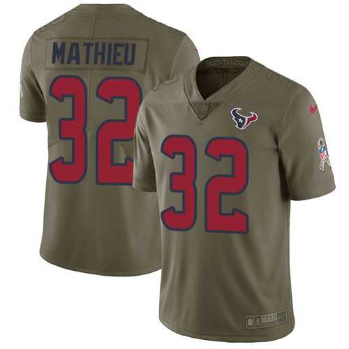Youth Nike Houston Texans #32 Tyrann Mathieu Olive Stitched NFL Limited 2017 Salute to Service Jersey