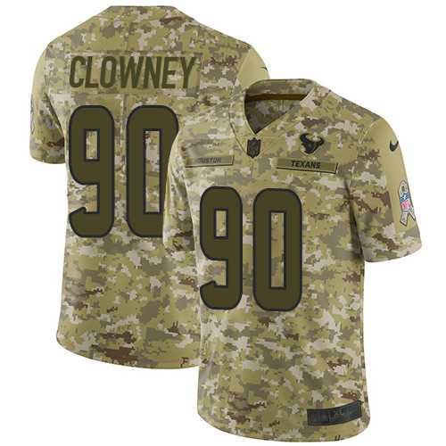 Youth Nike Houston Texans #90 Jadeveon Clowney Camo Stitched NFL Limited 2018 Salute to Service Jersey