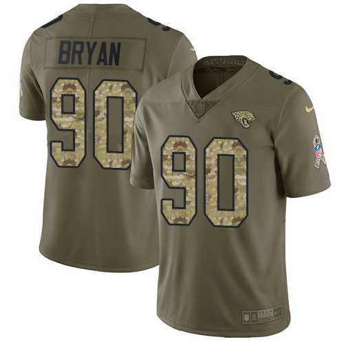 Youth Nike Jacksonville Jaguars #90 Taven Bryan Olive Camo Stitched NFL Limited 2017 Salute to Service Jersey